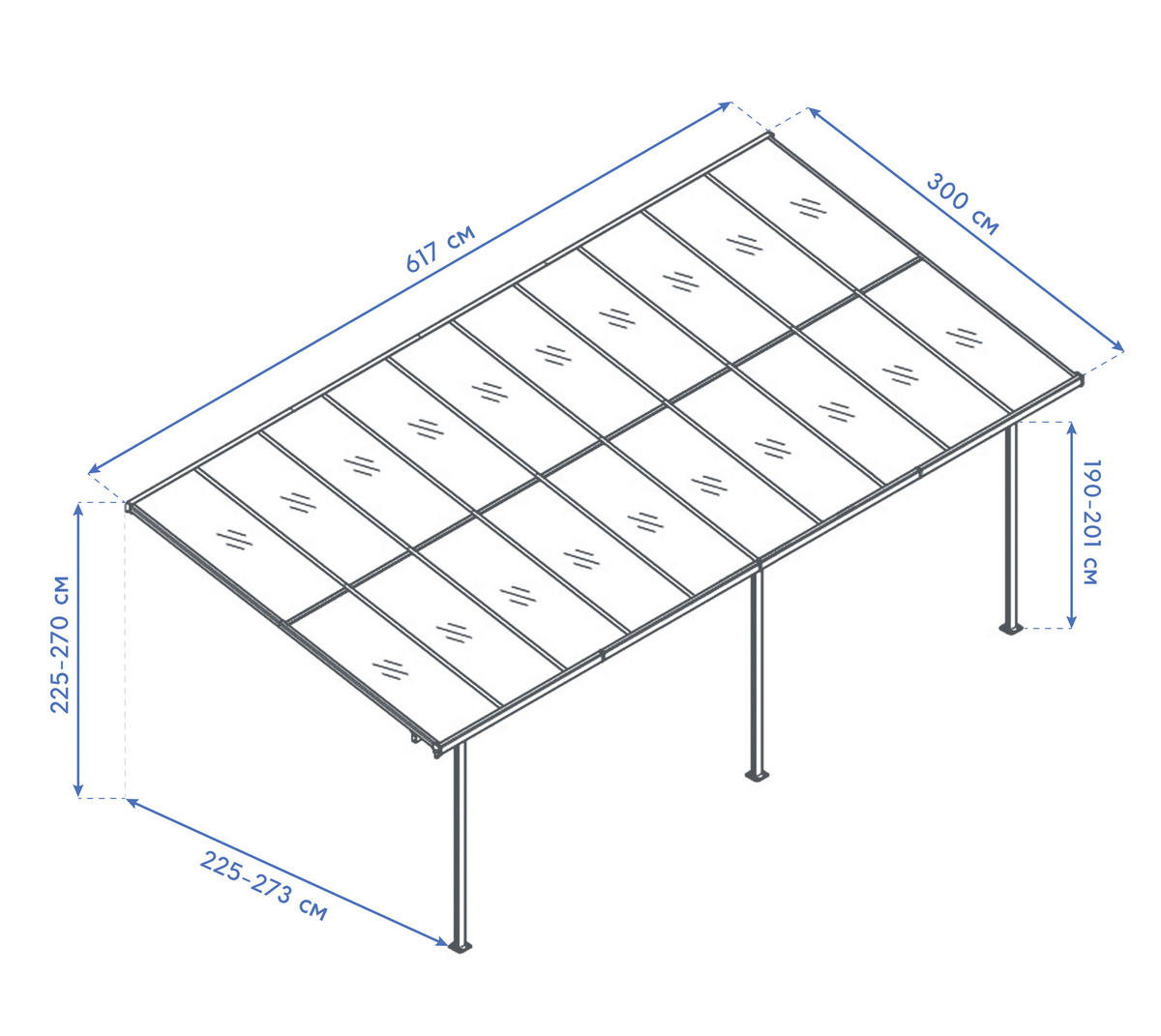 Westmann Terrassenüberdachung Bruce weiß Aluminium B/H/L: ca. 617x270x300 cm Bruce - weiß (300,00/617,00/270,00cm) - Westmann