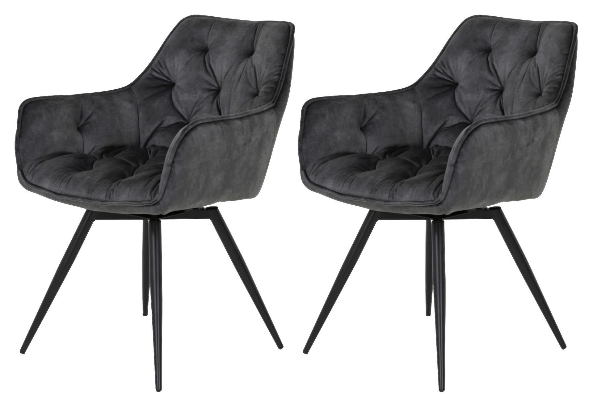 Stuhl Florentina 2er Set anthrazit Vintage Samtoptik B/H/T: ca. 49x84x63 cm Florentina 2er Set - schwarz/anthrazit (49,00/84,00/63,00cm) - Hela