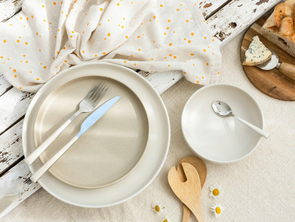 CreaTable Tafelservice Uno Toscana mehrfarbig Steinzeug 12 tlg. Uno Toscana - mehrfarbig - CreaTable