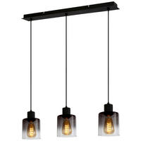 Pendelleuchte Nera schwarz Rauch Metall Rauchglas B/H/T: ca. 62x120x10 cm E27 3 Brennstellen Pendelleuchte_Nera - schwarz/Rauch (62,00/120,00/10,00cm)