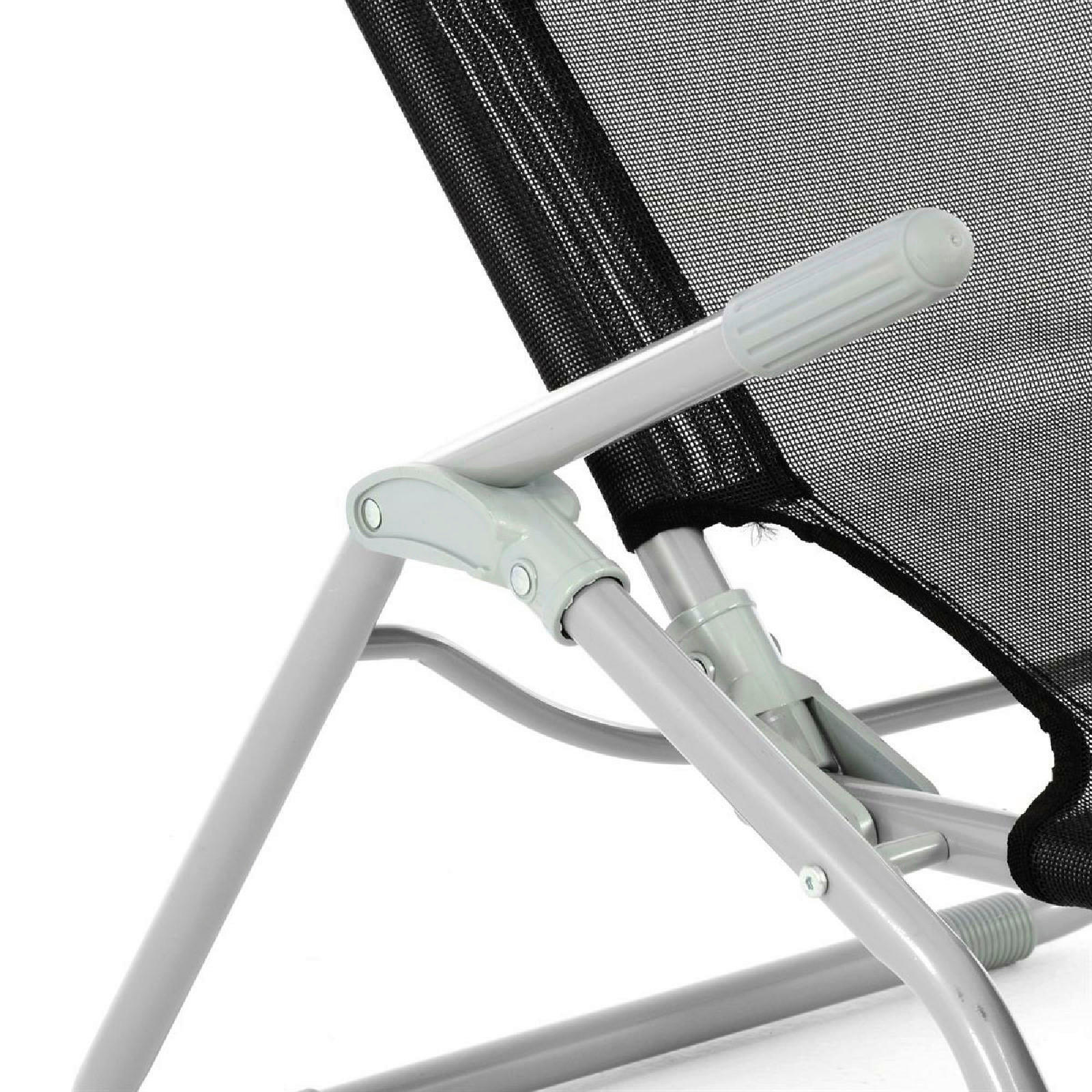 Thumbnail - VCM Gartenliege schwarz Stahl B/H/L: ca. 48x100x160 cm