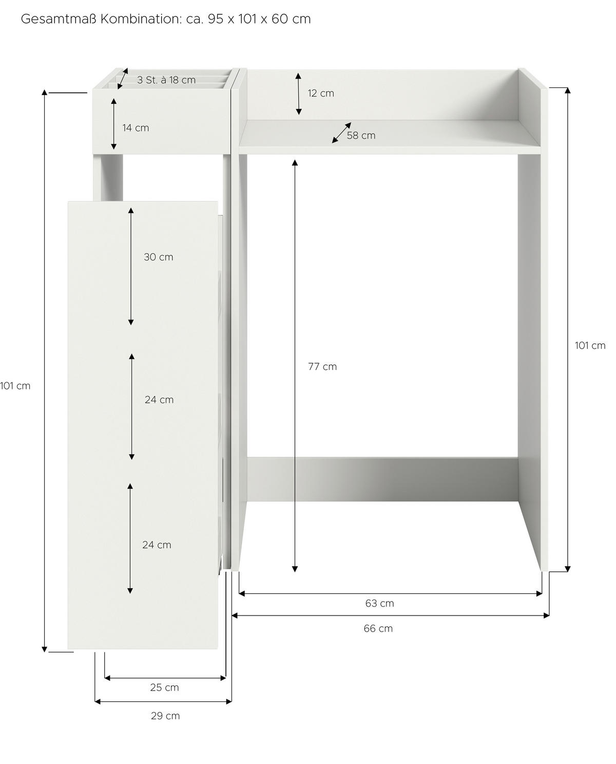 Anstellregal Free weiß B/H/T: ca. 29x101x60 cm Free - weiß (29,00/101,00/60,00cm)