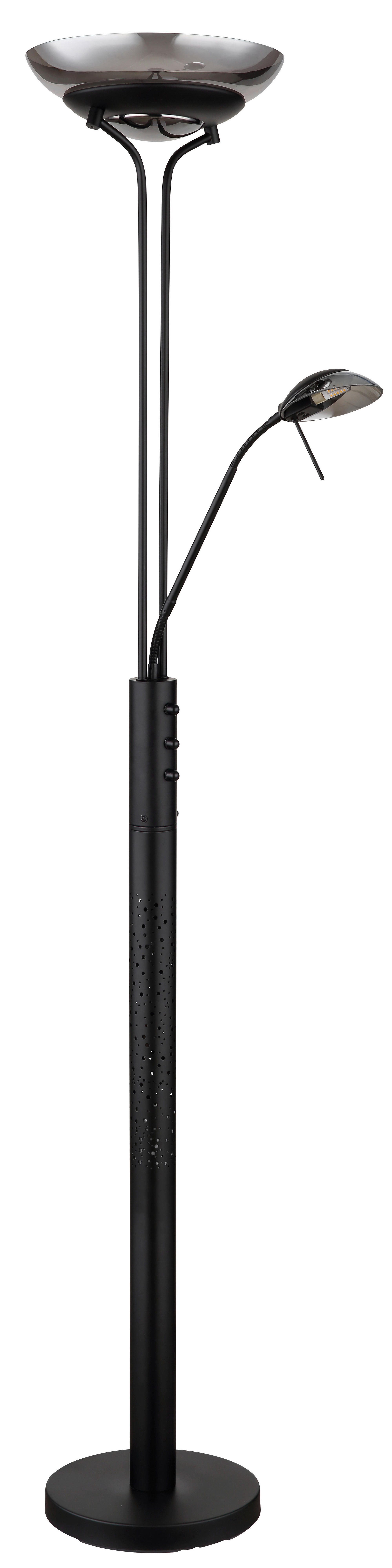 GLOBO LED-Deckenfluter Merlinda 58908 schwarz Rauch Metall Glas H: ca. 180 cm Merlinda - schwarz/Rauch (180,00cm) - GLOBO