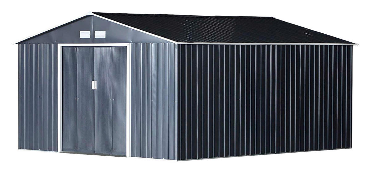 Outsunny Gartenschrank grau Stahl B/H/T: ca. 340x200x382 cm Gartenschrank - grau (340,00/200,00/382,00cm) - Outsunny