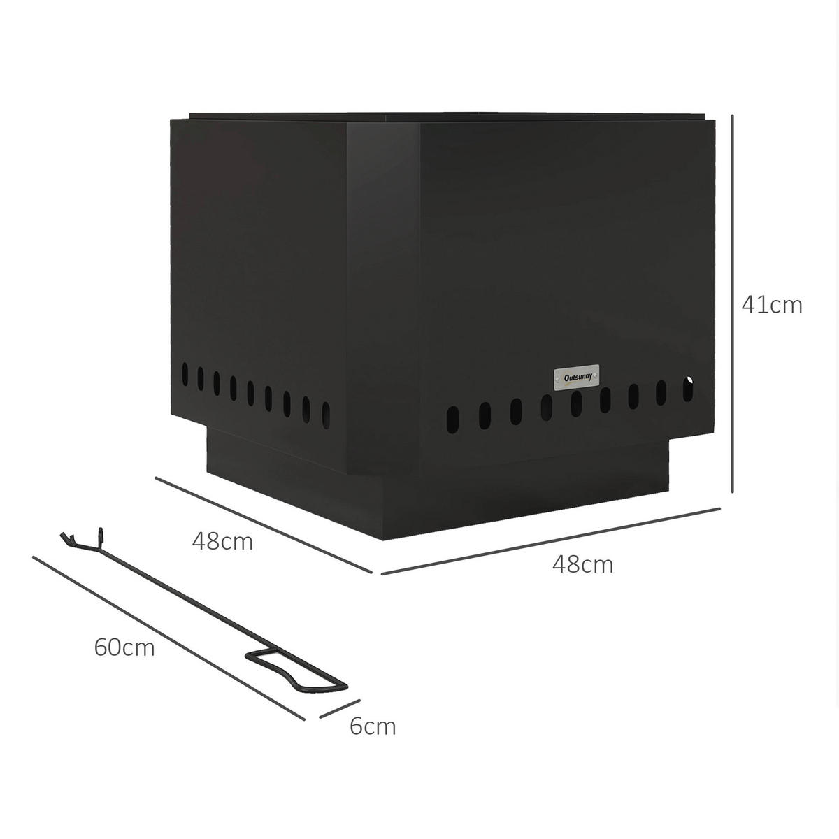 Outsunny Feuerschale schwarz Metall B/H/L: ca. 48x41x48 cm Feuerschale - schwarz (48,00/48,00/41,00cm) - Outsunny