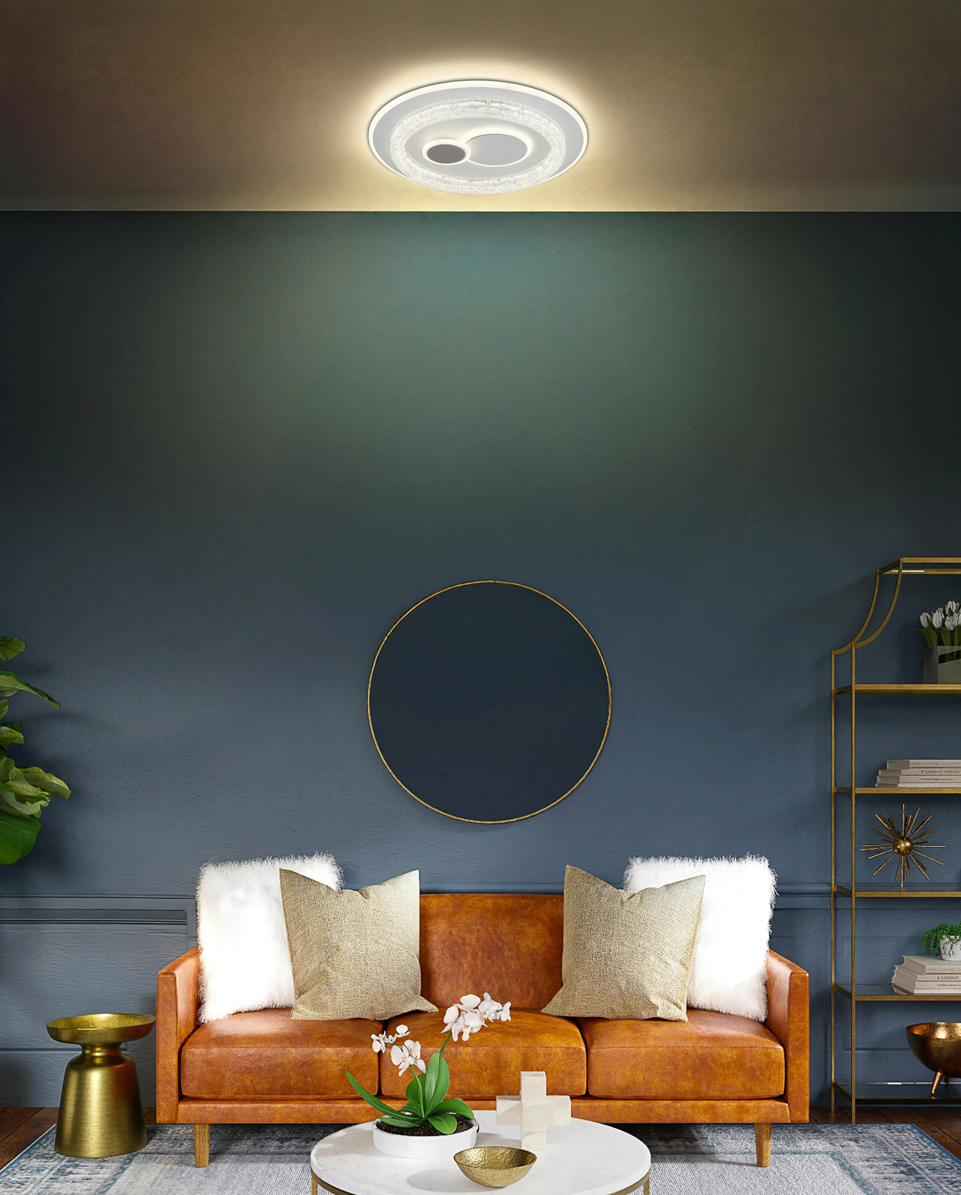 GLOBO LED-Deckenleuchte Opal weiß klar Acryl Metall H/D: ca. 6x49,5 cm 1 Brennstellen KRISWALL - klar/weiß (49,50/6,00cm) - GLOBO