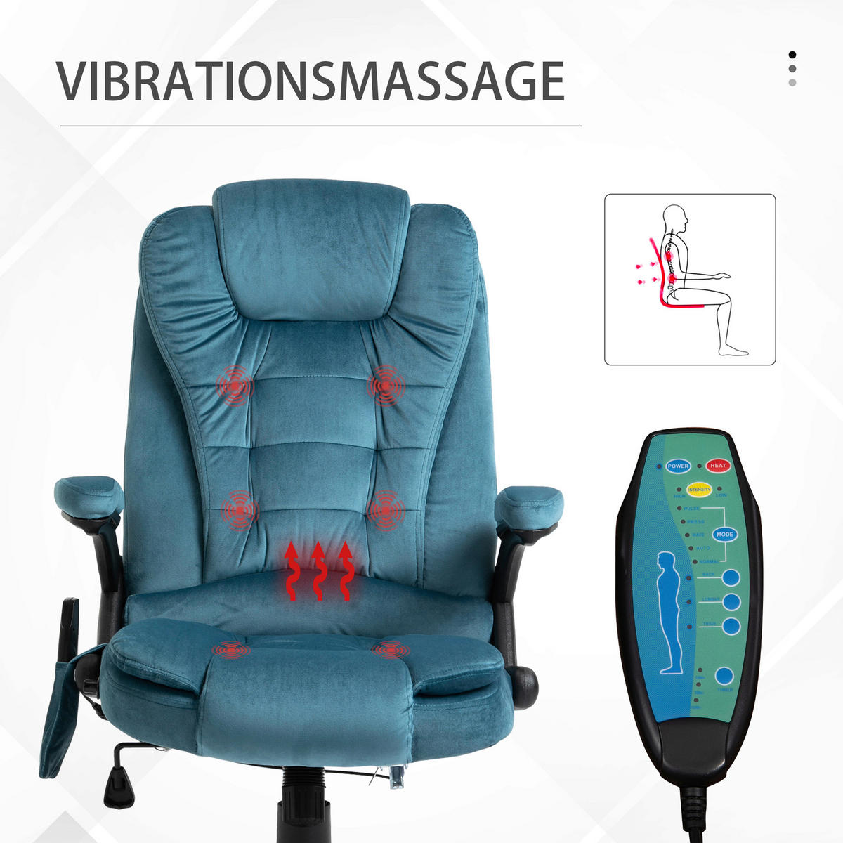 Vinsetto Massagestuhl blau B/H/L: ca. 72x68x120 cm Massagestuhl - blau (120,00/72,00/68,00cm) - Vinsetto