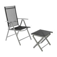 VCM Gartenstuhl anthrazit Aluminium B/H/T: ca. 56x108x65 cm Gartenstuhl_mit_Hocker - schwarz/anthrazit (56,00/108,00/65,00cm) - VCM