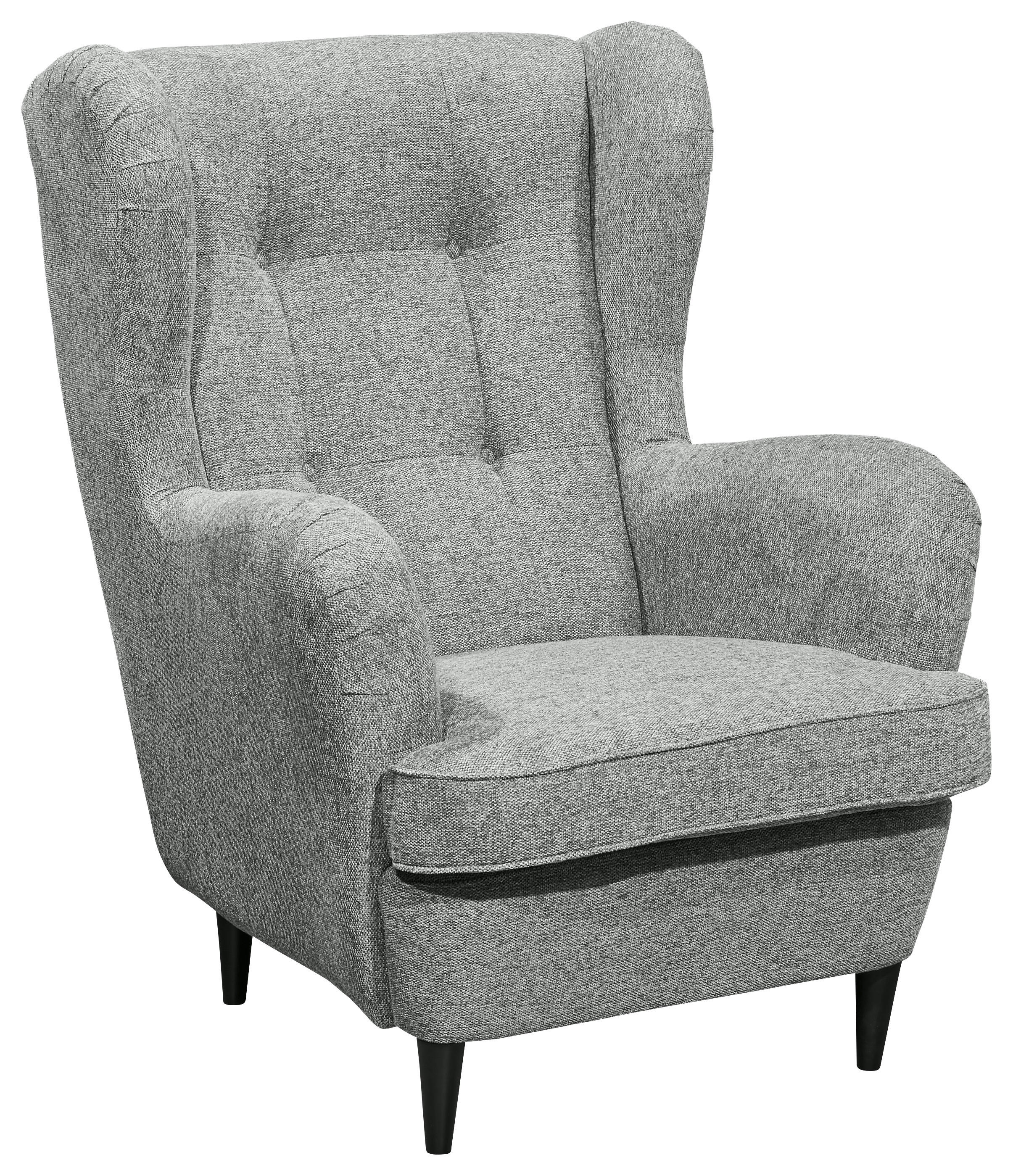 Sessel Oskar grau Velourstoff B/H/T: ca. 78x102x98 cm Oskar - schwarz/grau (78,00/102,00/98,00cm)