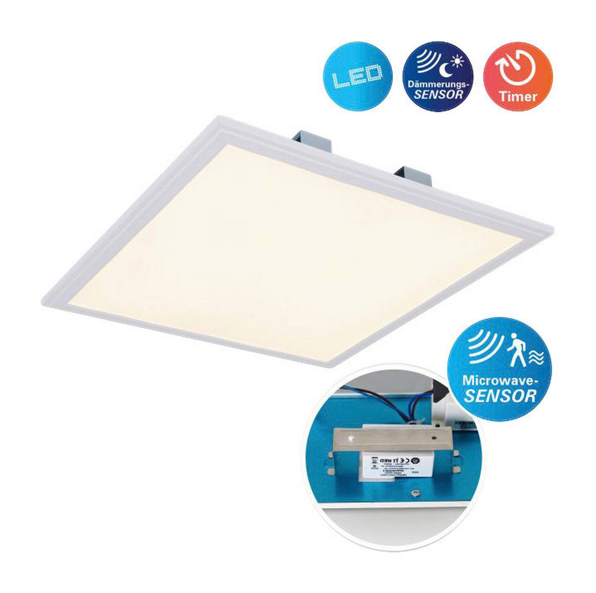 Näve Leuchten LED-Sensor-Panel NV1355726 weiß Aluminium B/H/T: ca. 45x5x45 cm Alegre - weiß (45,00/5,00/45,00cm) - Näve Leuchten