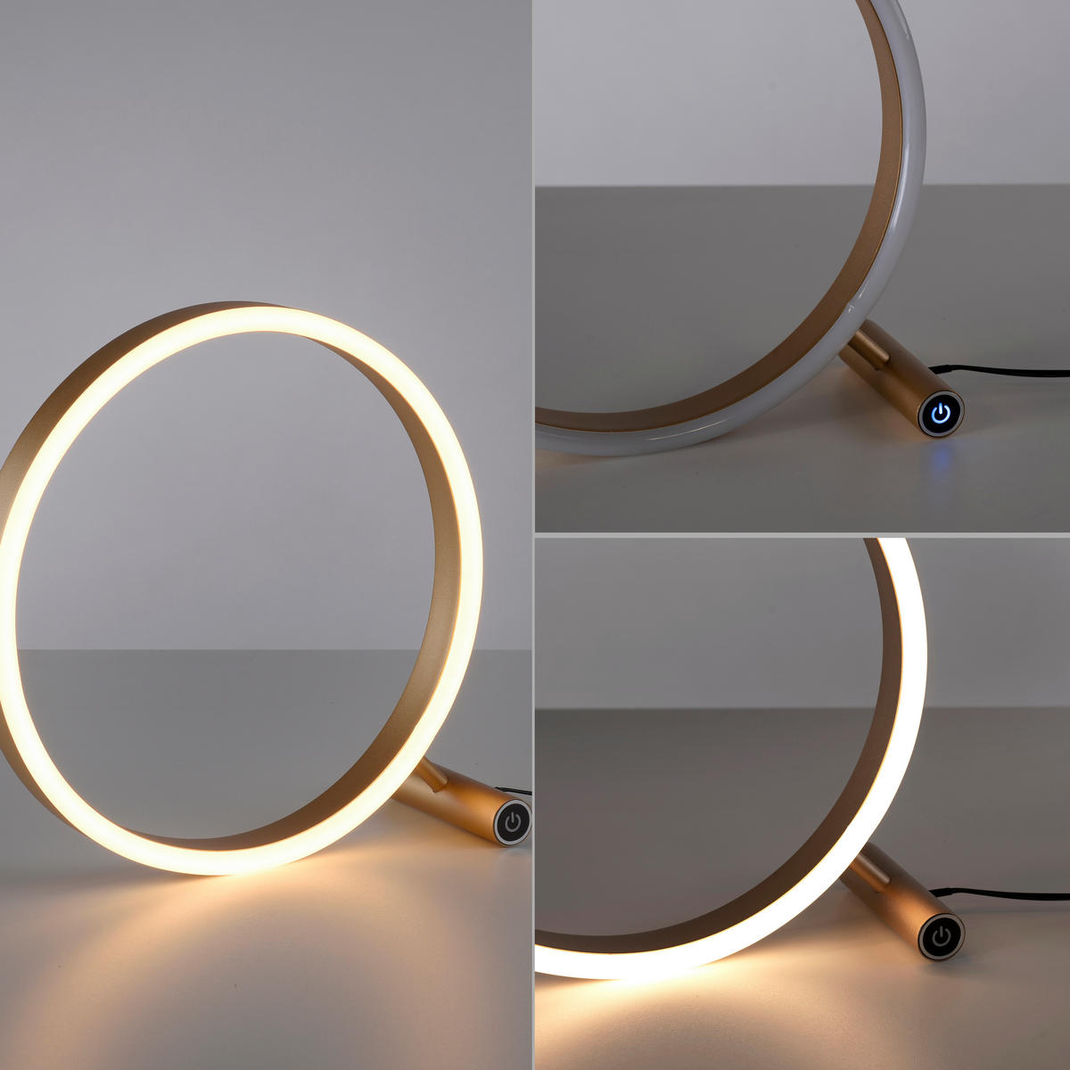 Just Light LED-Touch-Tischleuchte RITUS 15390-60 weiß messing Metall B/H/T: ca. 30x30x10 cm 1 Brennstellen RITUS - messing/weiß (30,00/30,00/10,00cm) - Just Light