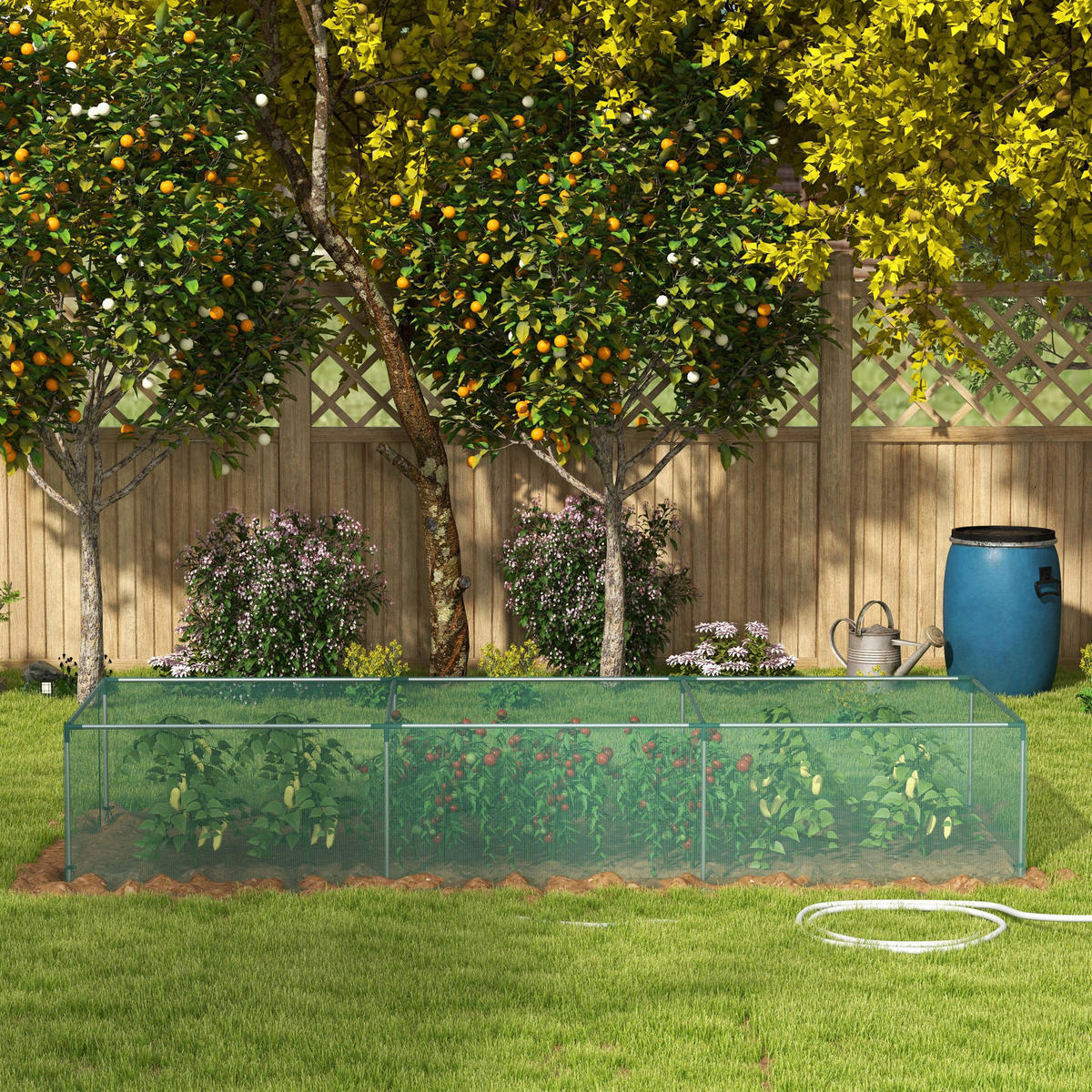 Outsunny Tier-Zubehör grün Kunststoff B/H/L: ca. 373x125x62,5 cm Vogelschutznetz - grün (62,50/373,00/125,00cm) - Outsunny