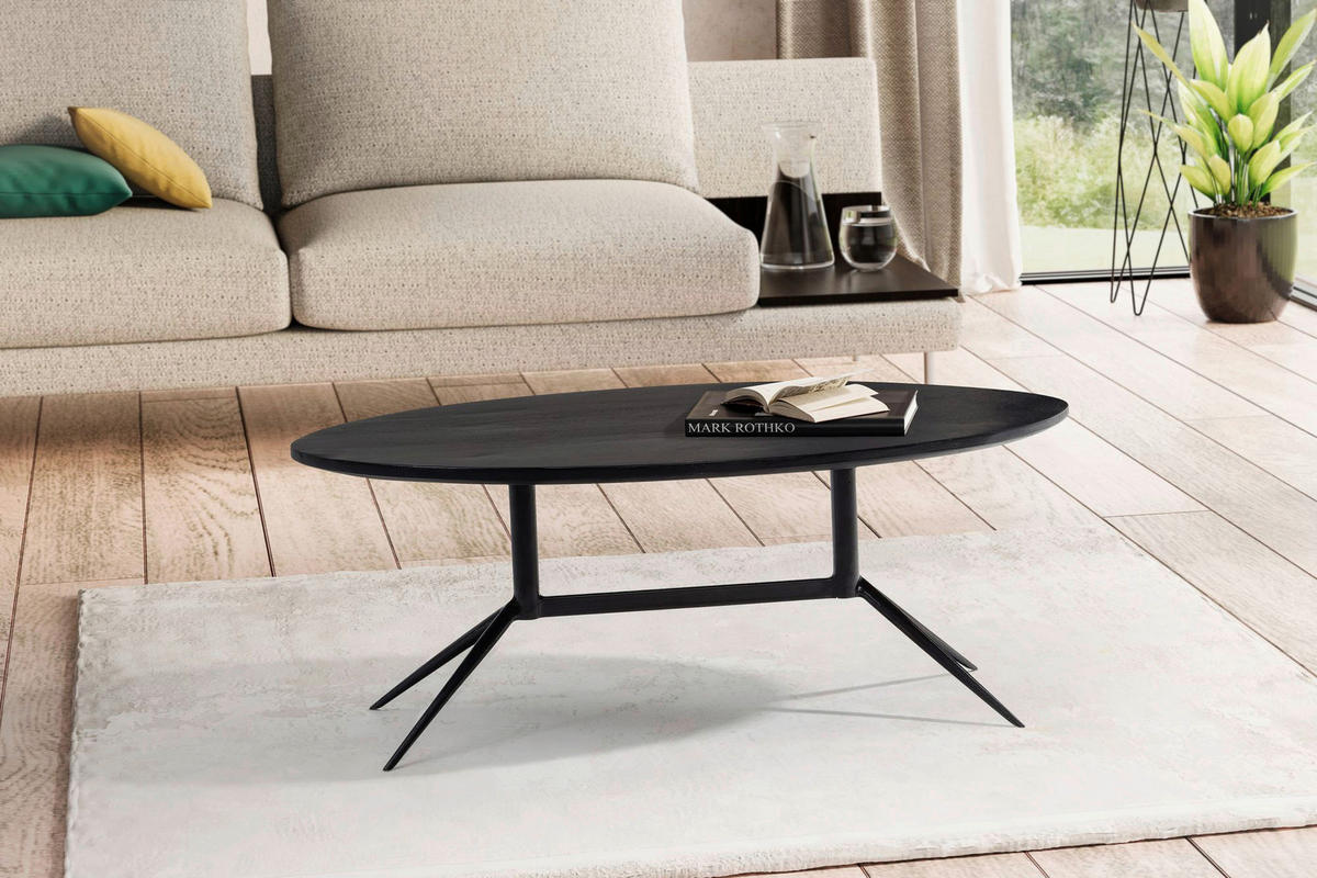 Couchtisch schwarz B/H/T: ca. 90x35x50 cm Couchtisch - schwarz (90,00/35,00/50,00cm) - Wohnling