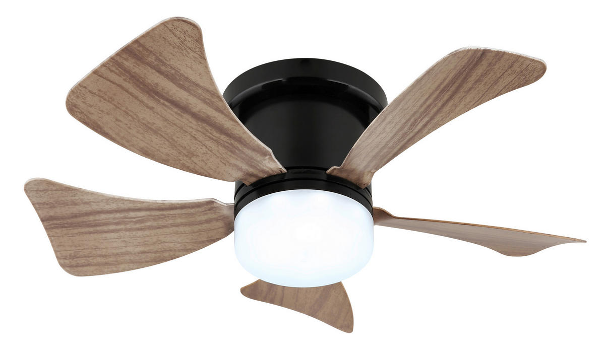 GLOBO LED-Deckenventilator mattschwarz dunkelbraun Opal Kunststoff Metall H/D: ca. 13x40,6 cm 1 Brennstellen HINES - dunkelbraun/Opal (40,60/13,00cm) - GLOBO