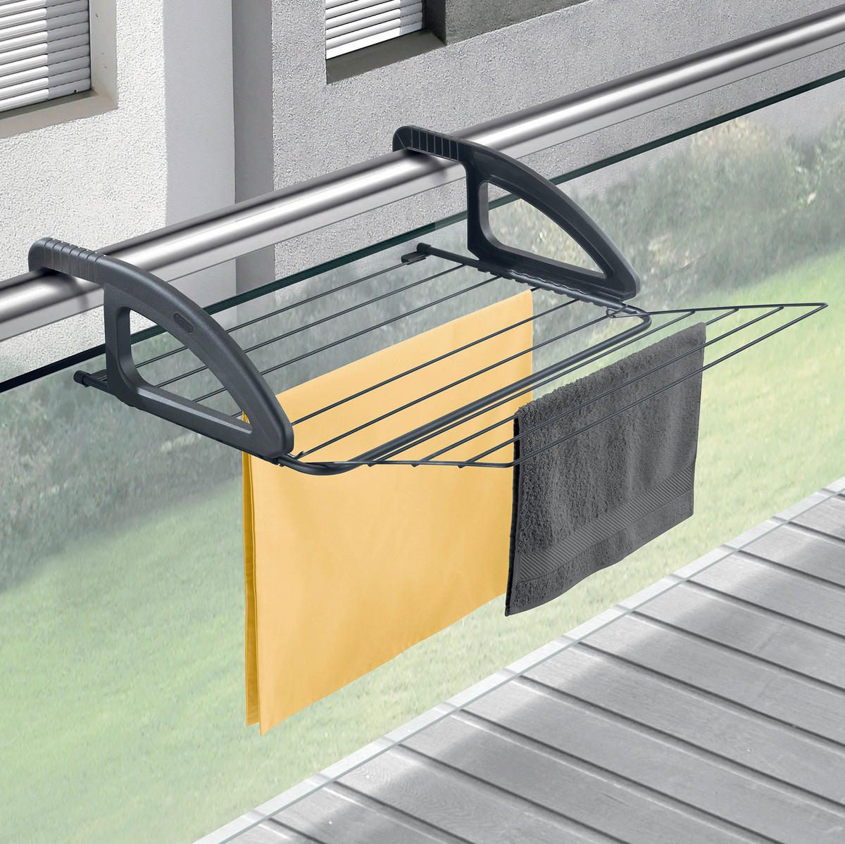 Metaltex Heizung-u. Balkonwäschetrockner Bries Onyx mattschwarz Bries Onyx - mattschwarz (61,00/62,00cm) - Metaltex