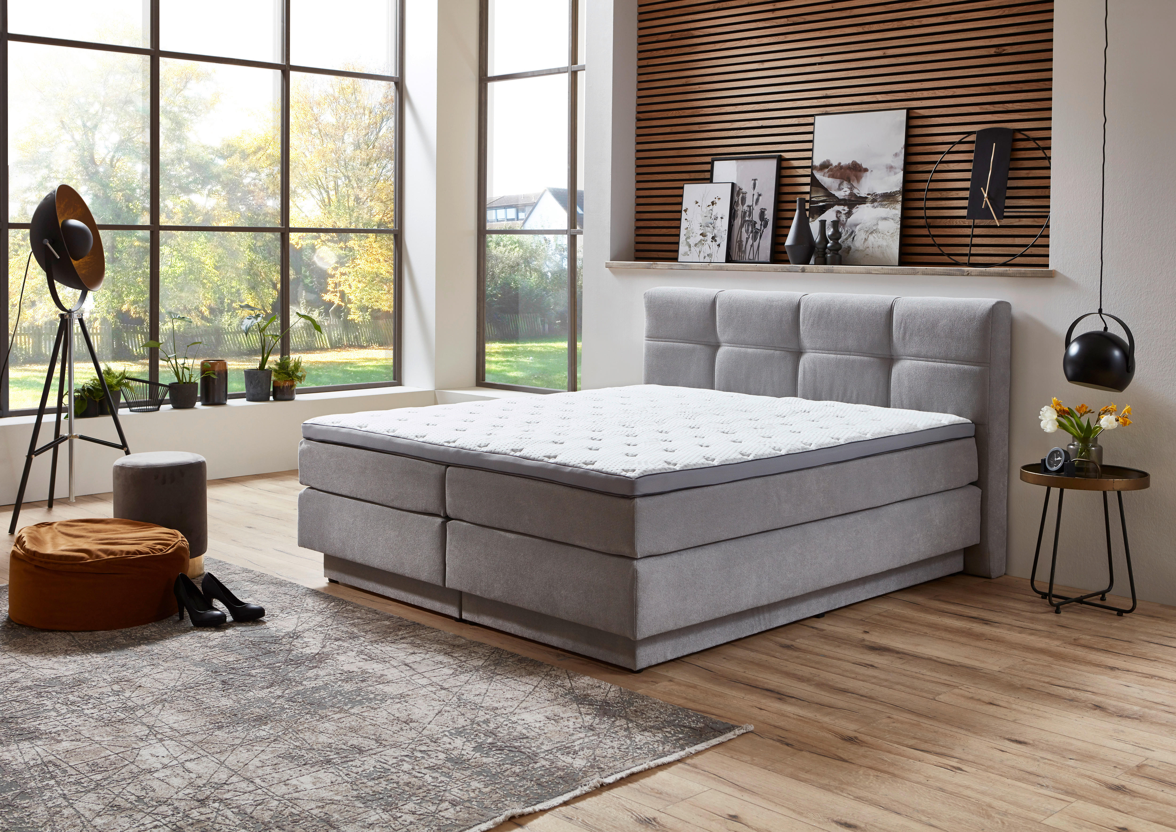 Boxspringbett Portage silber Liegefläche B/L: ca. 160x200 cm Portage - silber (168,00/62,00/217,00cm)