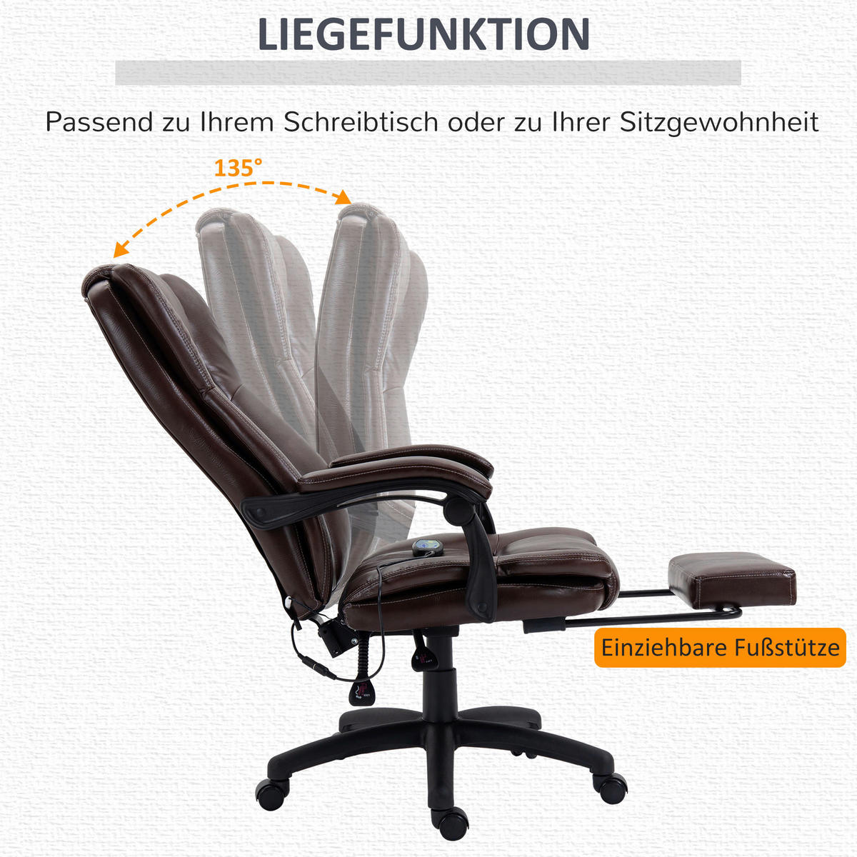 Drehstuhl 921-539V90BN braun 921-539V90BN - braun (68,50/113,00/68,50cm) - Vinsetto