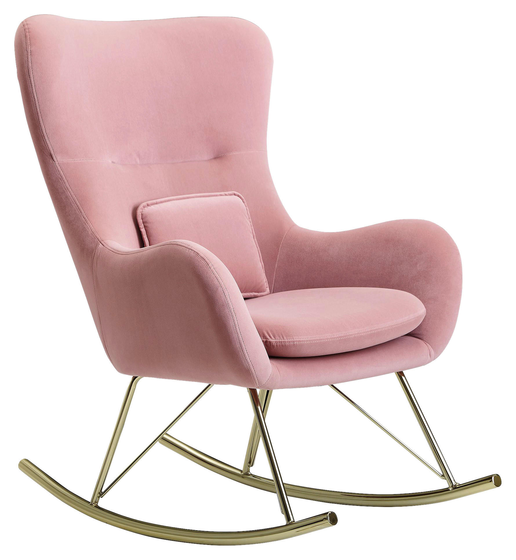 Stuhl rosa gold Samt Eisen B/H/T: ca. 74x101x89 cm Schaukelstuhl - gold/rosa (74,00/101,00/89,00cm) - Wohnling