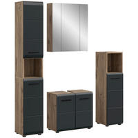 Badezimmer-Set Ice Nox Oak Nachbildung schwarz matt B/H/T: ca. 150x185x30 cm Ice - schwarz (150,00/185,00/30,00cm) - xonox.home