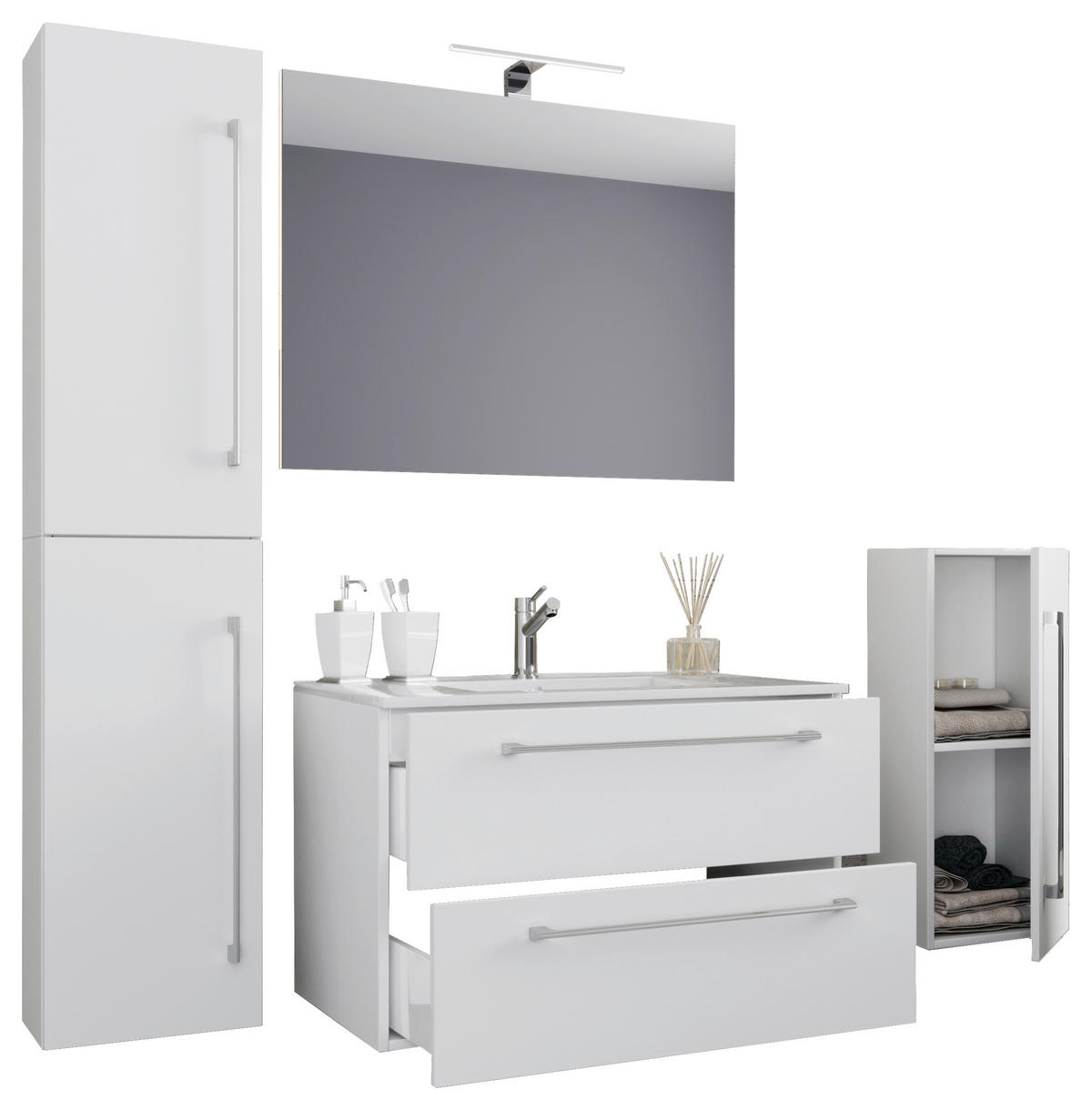 Waschplatz 5tlg-Badinos weiß B/H/T: ca. 60x50x46 cm 5tlg-Badinos - weiß (60,00/50,00/46,00cm) - VCM Möbel