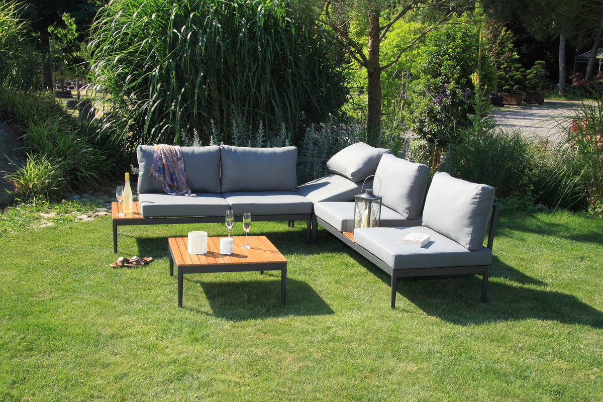 Acamp Loungeset Paros anthrazit Akazie Paros - anthrazit/teak - Acamp