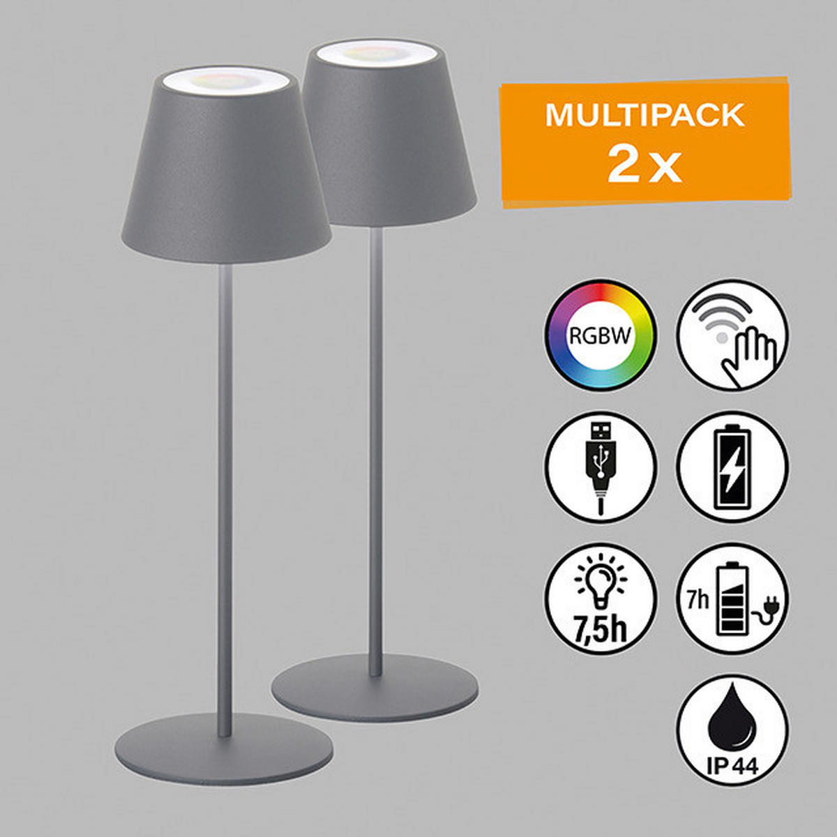 easy! by FHL Tischleuchte 850342 Cosenza grau Metall H/D: ca. 38x12 cm 1 Brennstellen Cosenza - grau (12,00/38,00cm) - easy! by FHL