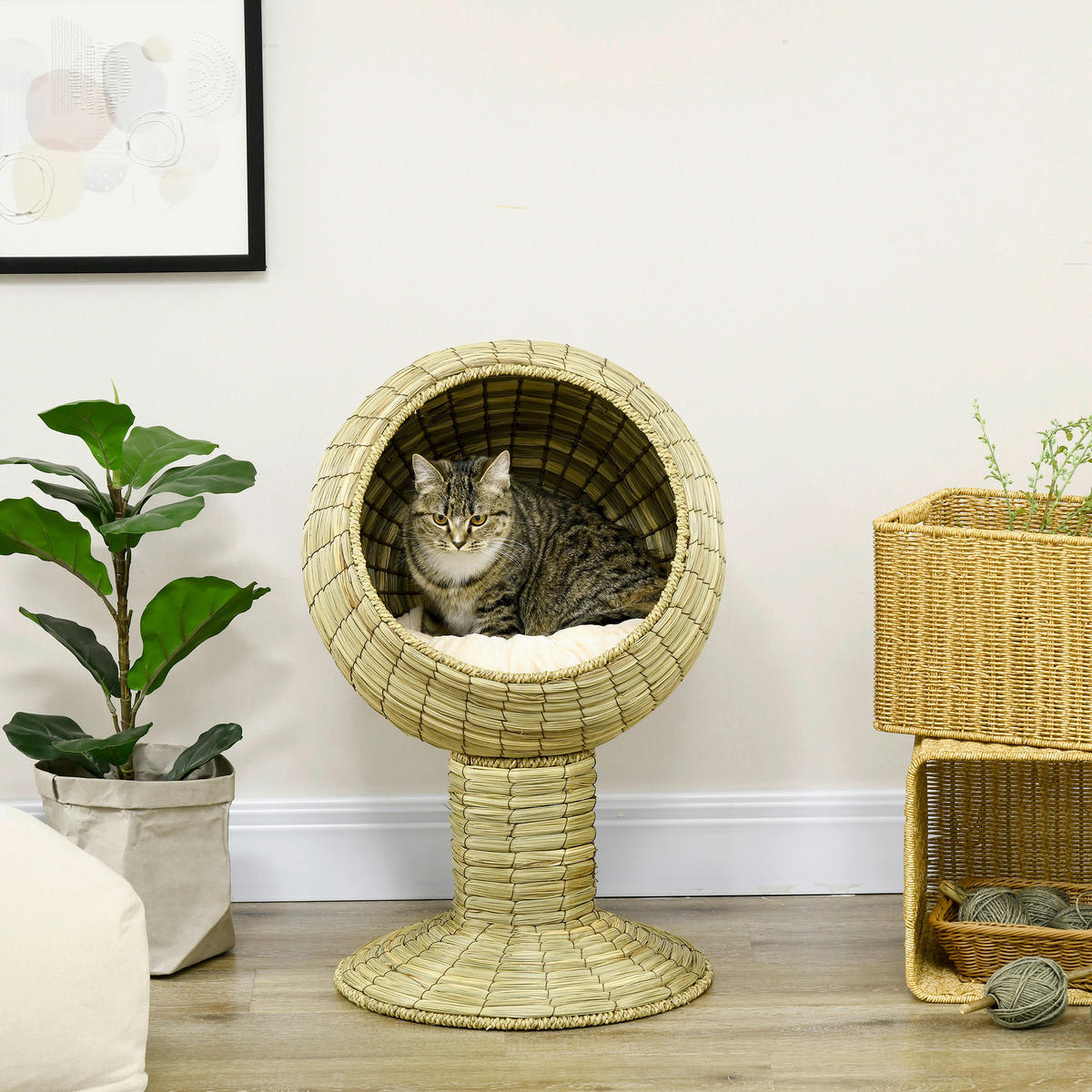PawHut Katzen-Zubehör gelb Polypropylen B/H/L: ca. 41x41x71,5 cm Katzenhaus - gelb (71,50/41,00/41,00cm) - PawHut