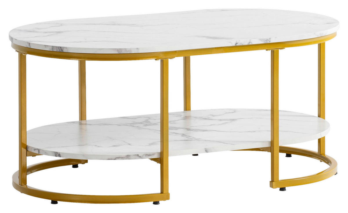 Couchtisch weiß Marmor Optik B/H/T: ca. 100x45x60 cm Couchtisch - weiß (100,00/45,00/60,00cm) - Wohnling