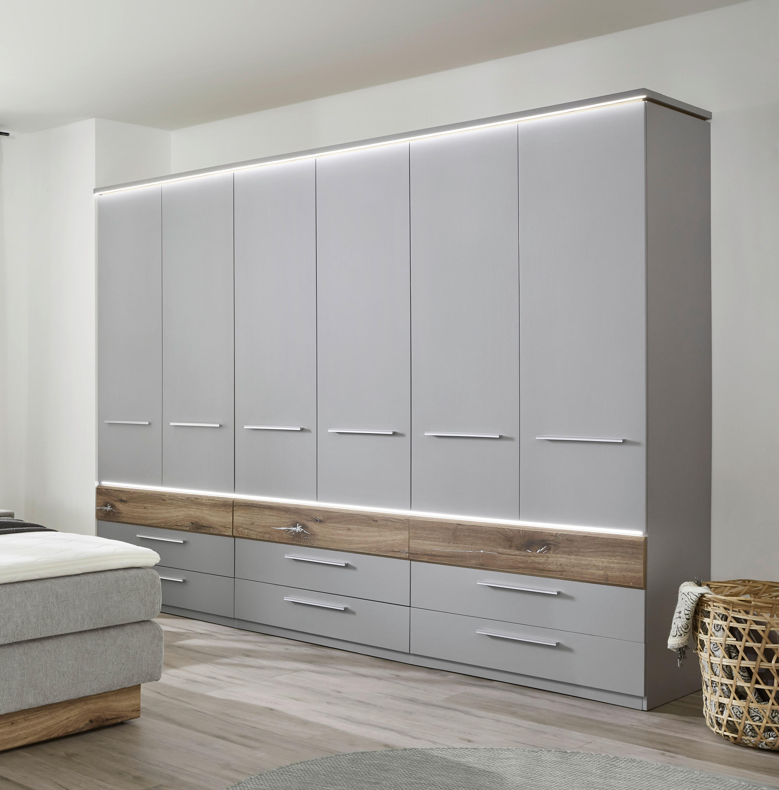 Kleiderschrank Tulsa Arktisgrau Oak Flagstaff Nachbildung B/H/T: ca. 301x229x61 cm Tulsa - Arktisgrau/Oak (301,00/229,00/61,00cm)