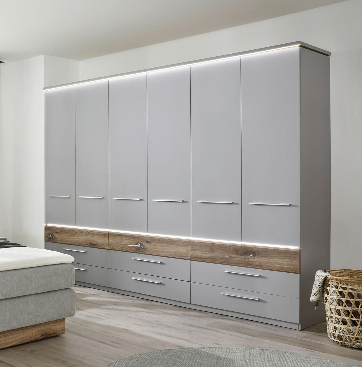 Kleiderschrank Tulsa Arktisgrau Oak Flagstaff Nachbildung B/H/T: ca. 301x229x61 cm Tulsa - Arktisgrau/Oak (301,00/229,00/61,00cm)