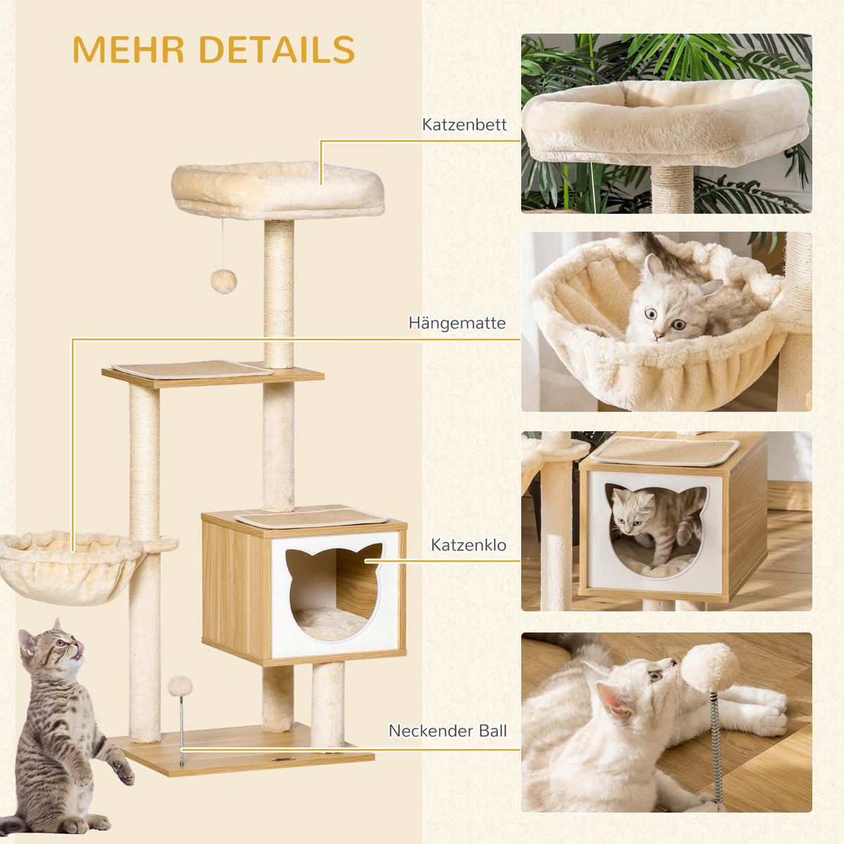PawHut Kratzbaum Kratzbaum - (48,00/40,00/126,00cm) - PawHut