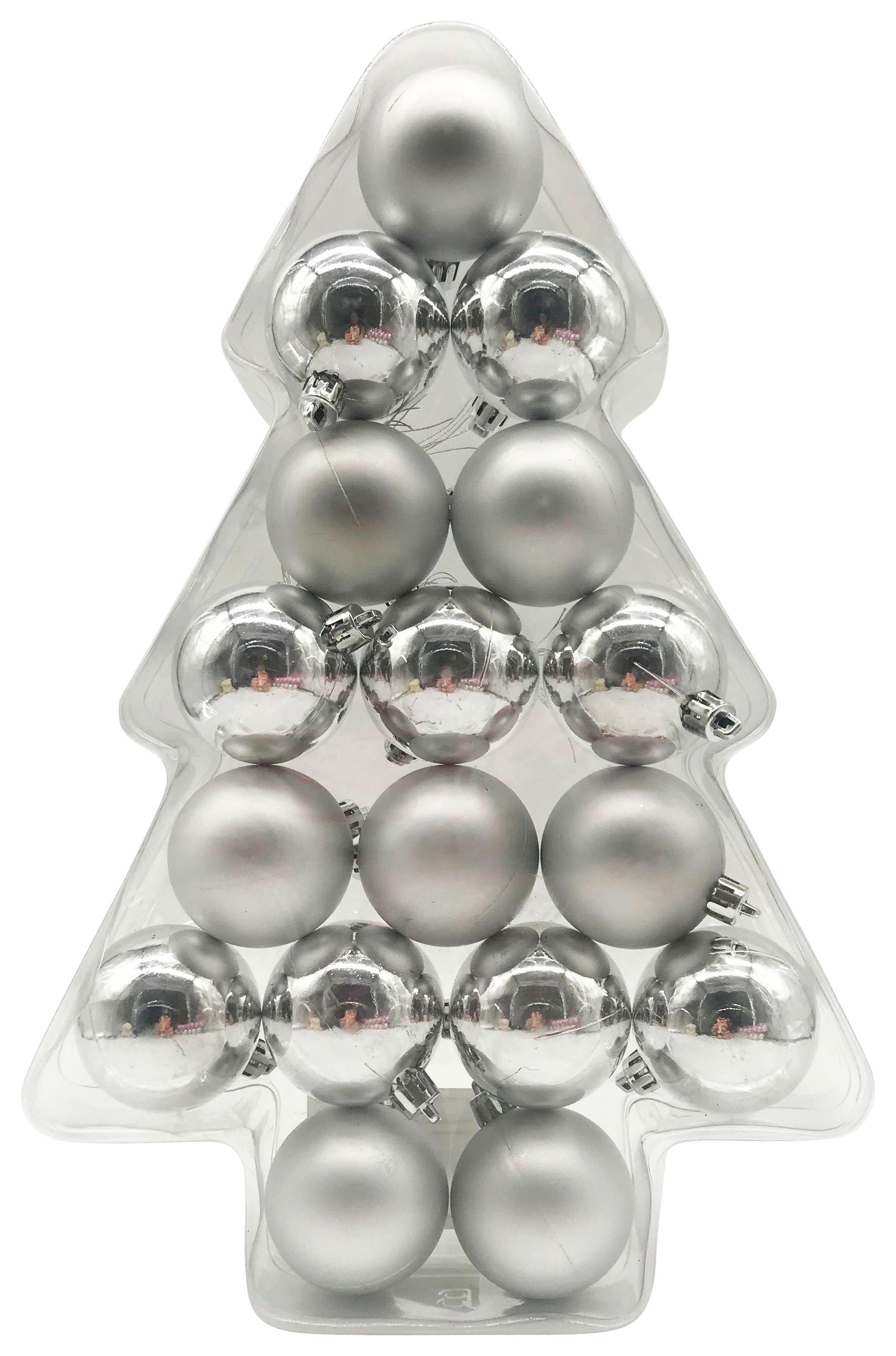 POCOline Weihnachtskugel silber B/H/L: ca. 5x5x5 cm Weihnachtskugeln_17tlg. - silber (5,00/5,00/5,00cm) - POCOline