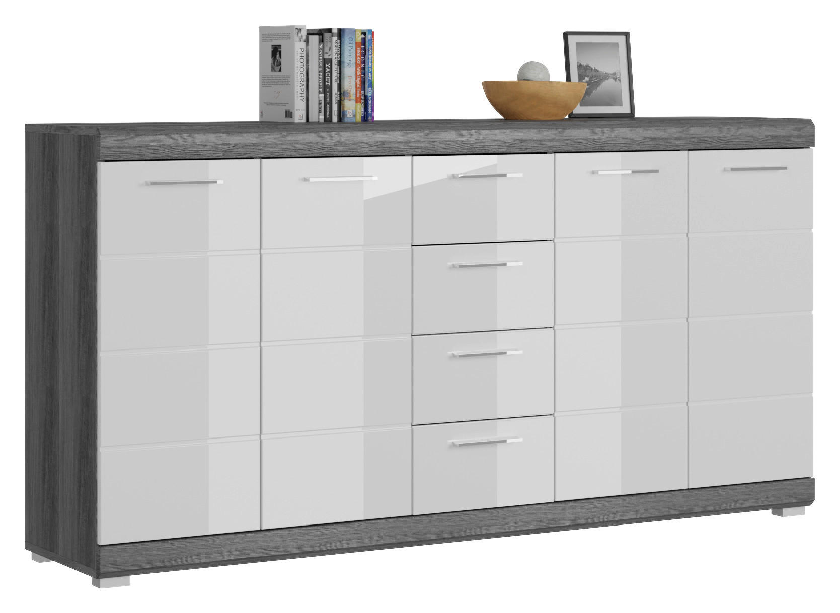 Kommode SCOUT Rauchsilber Nachbildung weiß Hochglanz B/H/T: ca. 165x85x37 cm SCOUT - weiß (165,00/85,00/37,00cm) - xonox.home