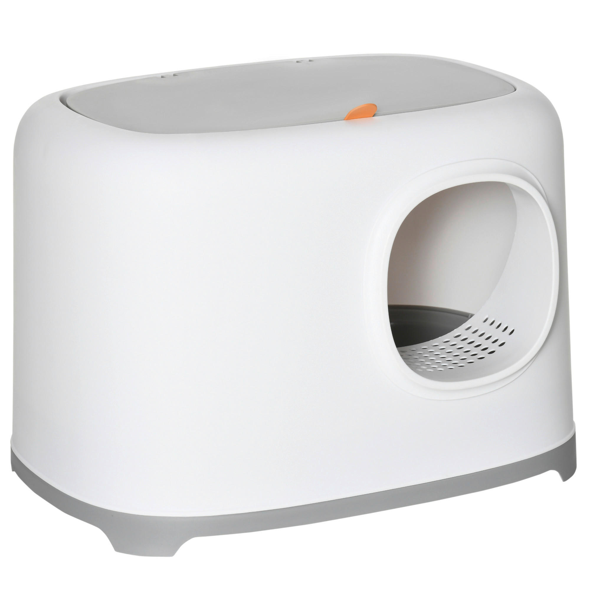 PawHut Katzentoilette hellgrau Kunststoff B/H/L: ca. 40x39x55 cm Katzentoilette - hellgrau/weiß (55,00/40,00/39,00cm) - PawHut