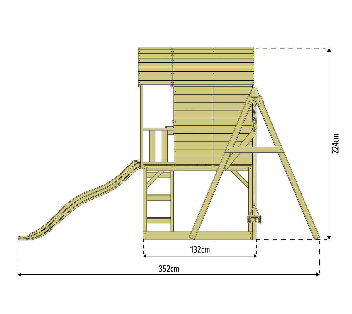 Zwerkules Spielhaus Holli natur B/H/L: ca. 370x224x352 cm Holli - weiß/natur (352,00/370,00/224,00cm) - Zwerkules