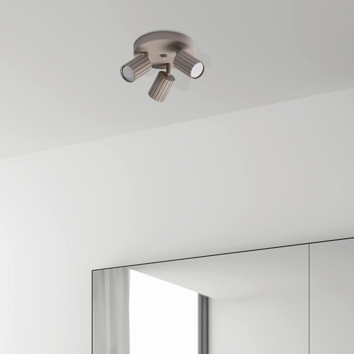 Lamkur Strahler beige Stahl B/H/L: ca. 18x19,5x18 cm 3 Brennstellen Prisma - beige (18,00/18,00/19,50cm) - Lamkur