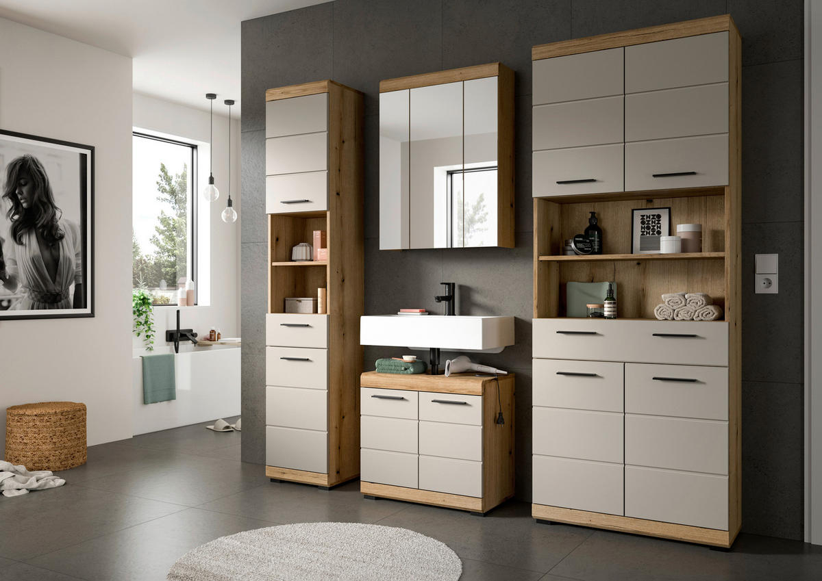 Badezimmer-Set Scout Evoke Oak Nachbildung Kaschmirgrau Nachbildung B/H/T: ca. 60x191x34 cm Scout - Kaschmirgrau (60,00/191,00/34,00cm) - xonox.home