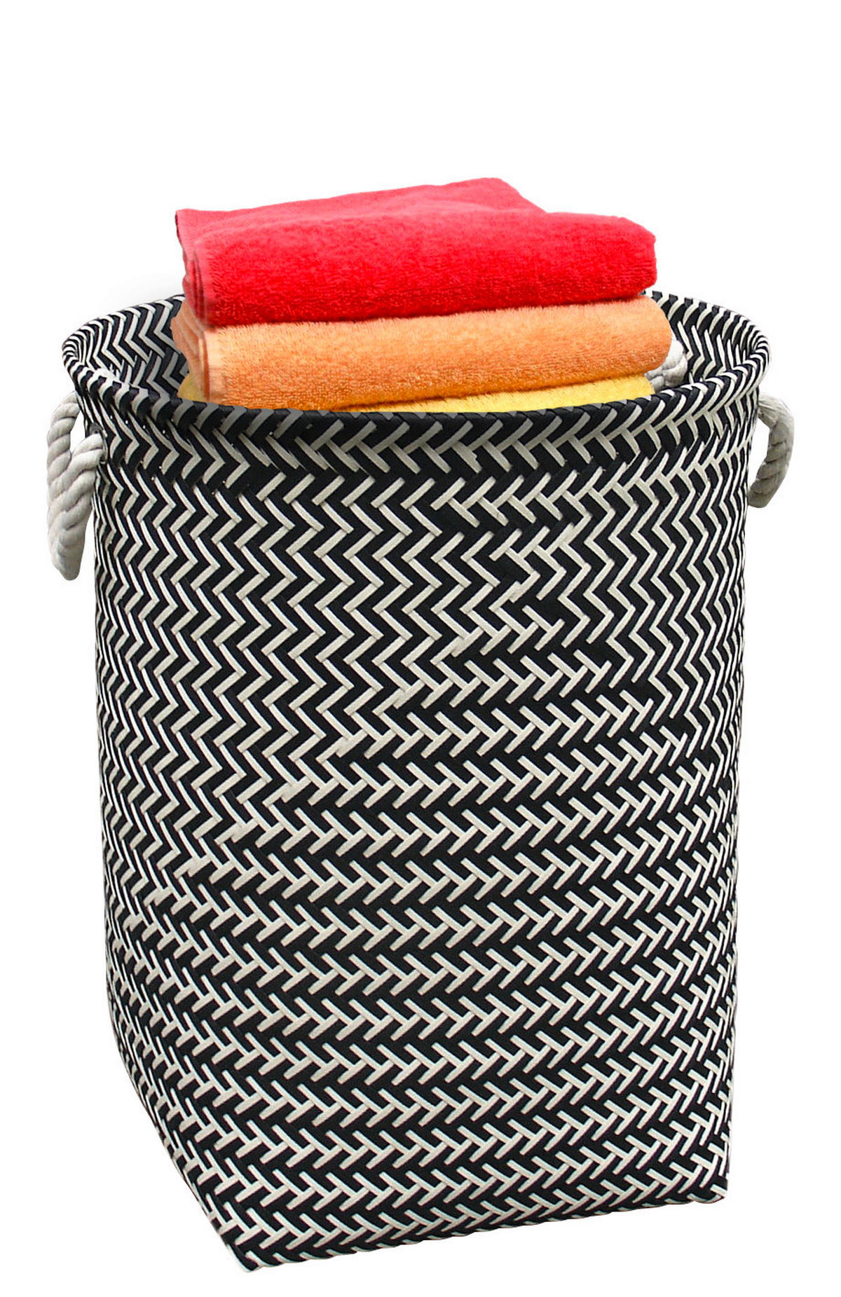 POCOline Wäschekorb schwarz Kunststoff B/H/L: ca. 40x50x40 cm Wäschekorb - weiß/schwarz (40,00/40,00/50,00cm) - POCOline