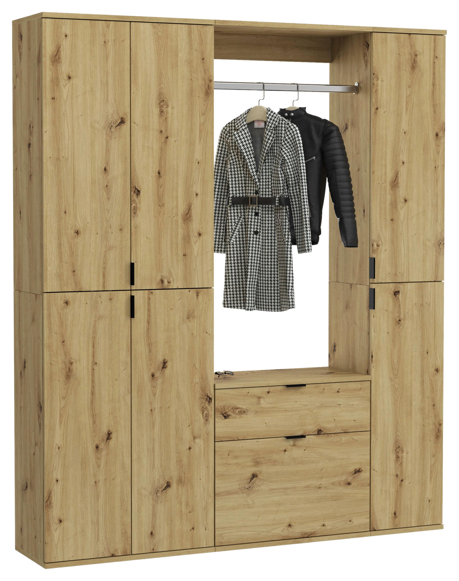 Garderobe PROJEKT Eiche Artisan Nachbildung B/H/T: ca. 152x193x34 cm PROJEKT - Eiche (152,00/193,00/34,00cm) - xonox.home