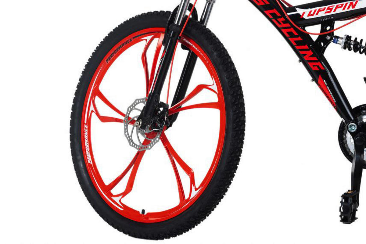 KS-Cycling Mountainbike Topspin Fully Topspin 26 Zoll Rahmenhöhe 51 cm 21 Gänge rot rot ca. 26 Zoll Topspin - rot/schwarz - KS-Cycling