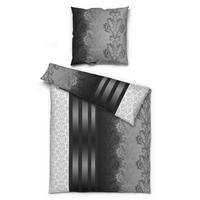 Baumwoll Bettwäsche Cotton touch Bettwäsche_Cotton-Touch Streifenran - anthrazit (135,00/200,00cm)