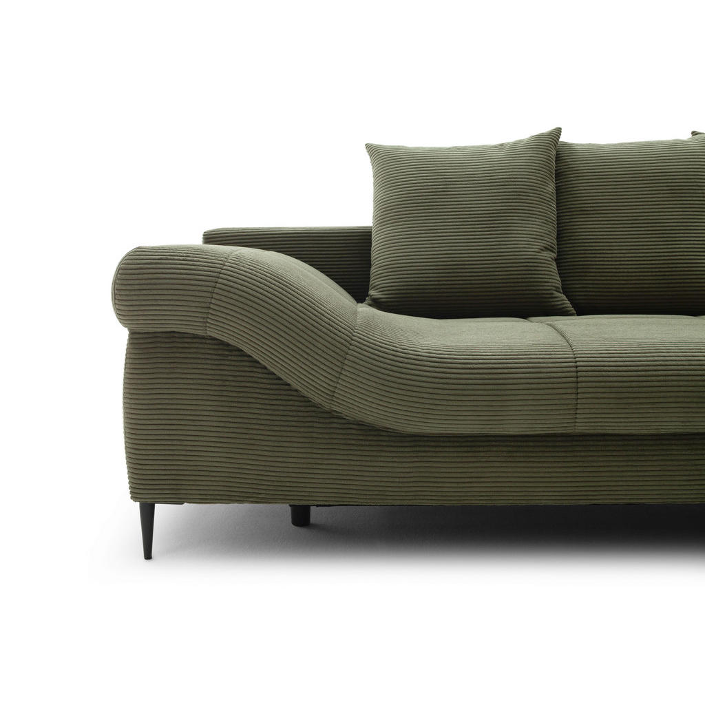 Thumbnail - Ecksofa mit Bettfunktion und Bettkasten grün Microfaser B/H/T: ca. 299x92x205 cm