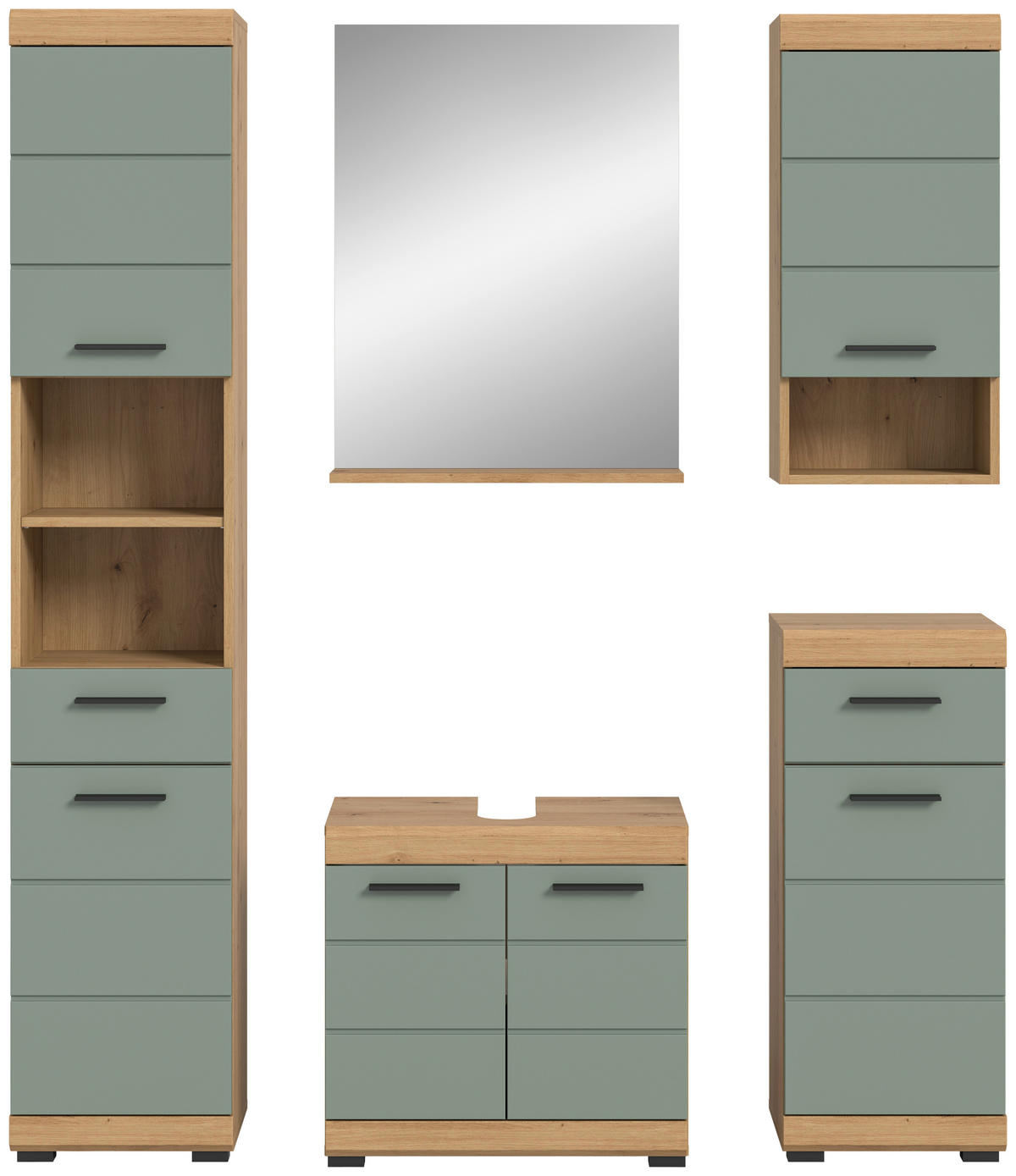 Badezimmer-Set Scout Eiche Artisan Nachbildung salbei Nachbildung B/H/T: ca. 164x191x34 cm Scout - Eiche/salbei (164,00/191,00/34,00cm) - xonox.home