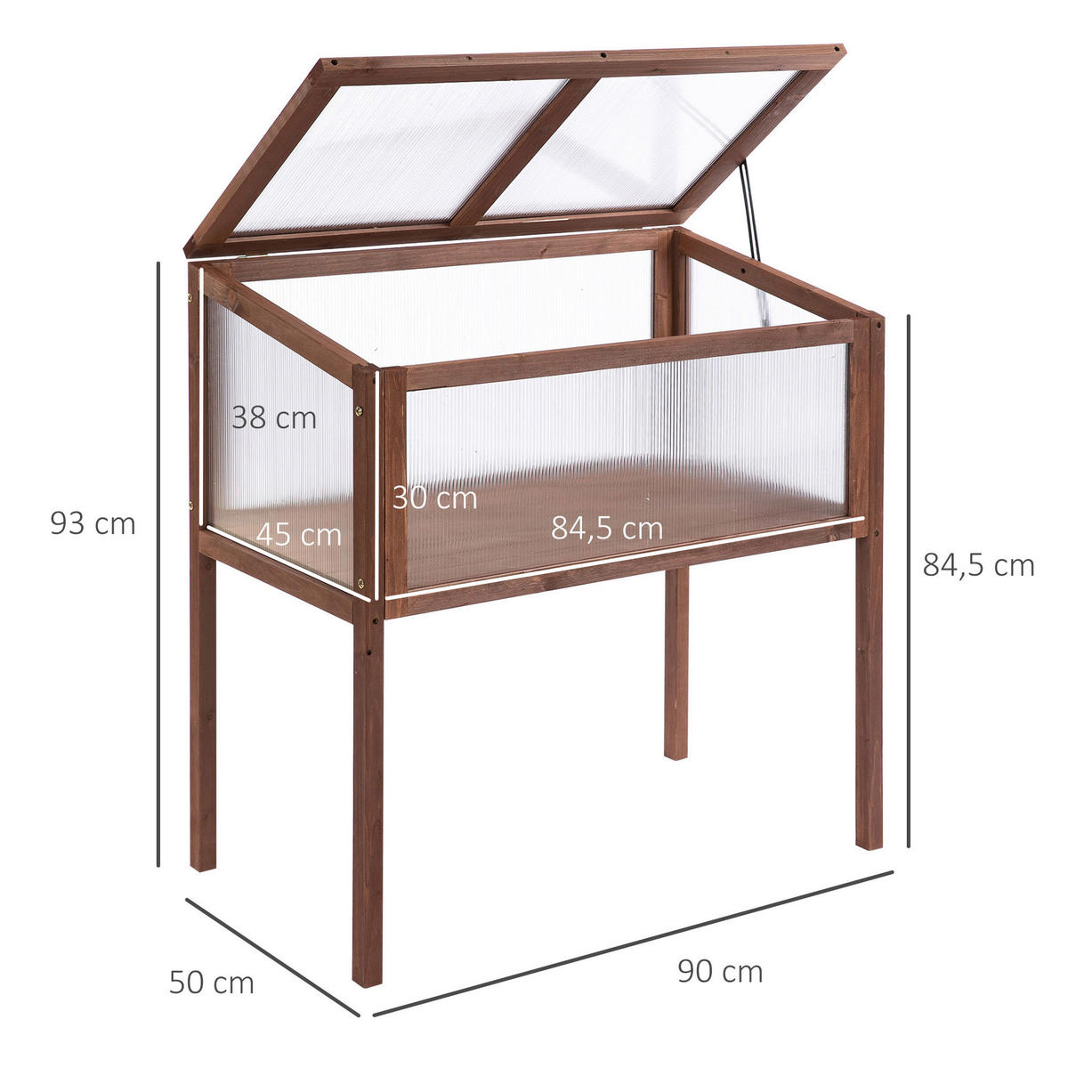 Outsunny Holzgewächshaus B/H/L: ca. 50x93x90 cm Holzgewächshaus - braun (90,00/50,00/93,00cm) - Outsunny