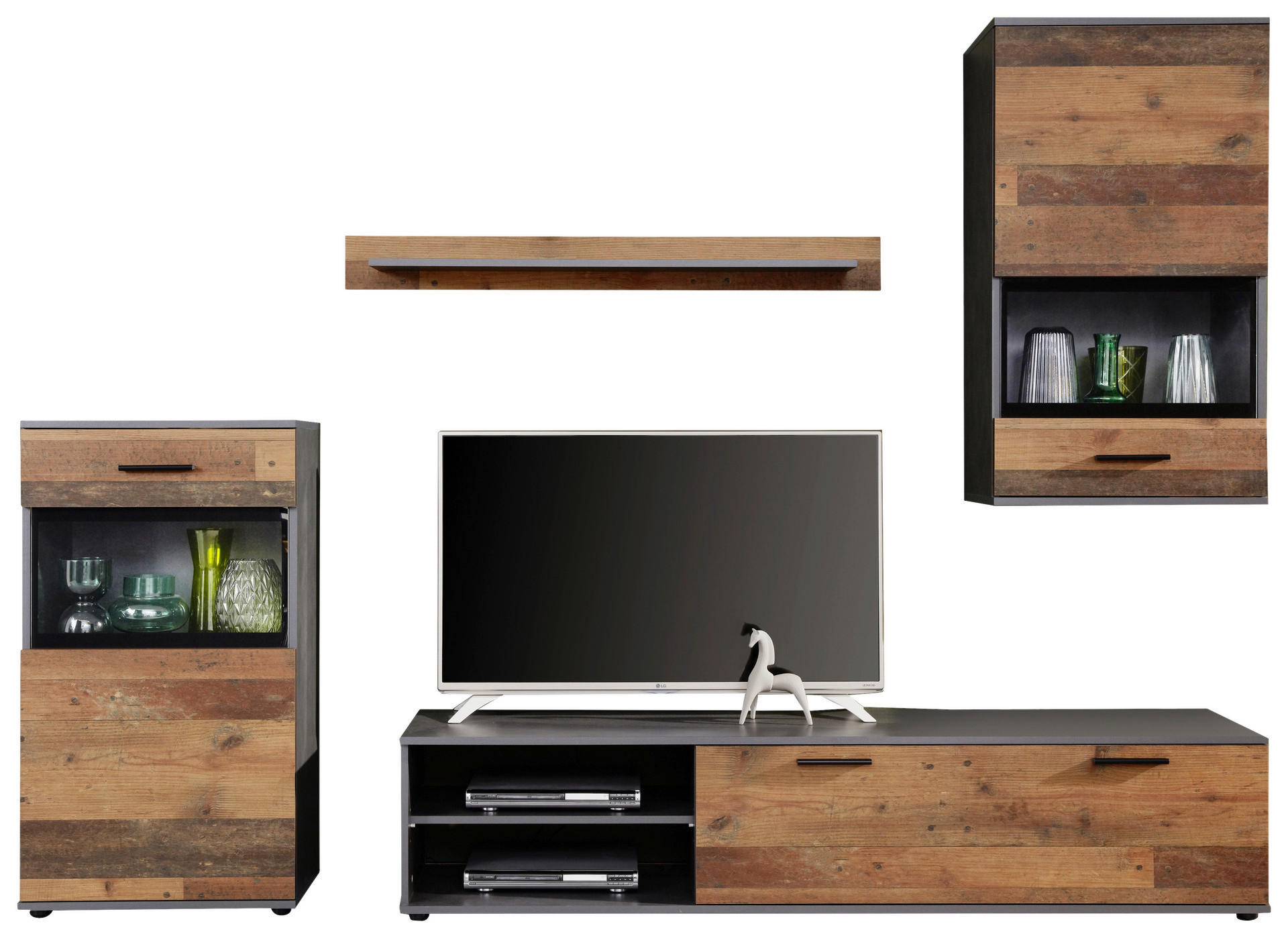 Wohnwand Mango Old Wood Nachbildung Matera Nachbildung B/H/T: ca. 246x182x37 cm Mango - (246,00/182,00/37,00cm) - Trendteam