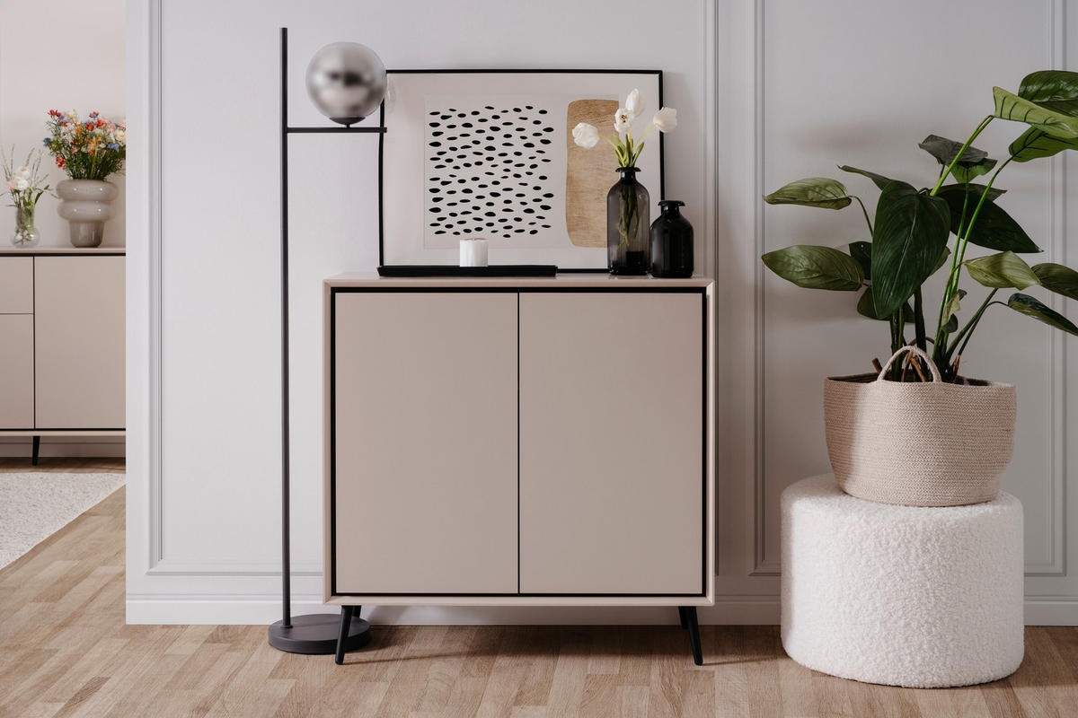 Kommode Arona sand schwarz B/H/T: ca. 90x90x38 cm Arona - sand/schwarz (90,00/90,00/38,00cm)