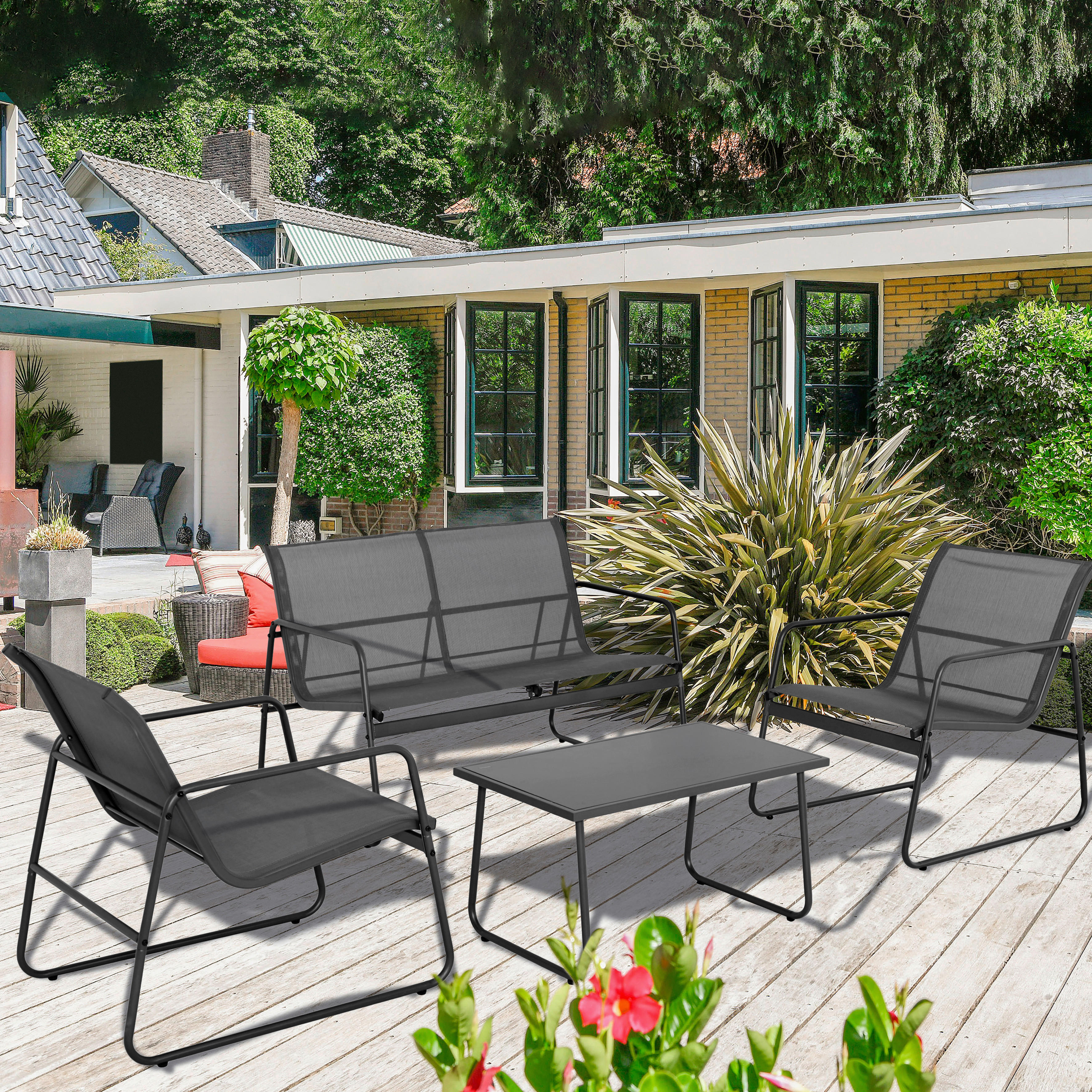 POCOline Gartensitzgruppe Malmö anthrazit Stahlrohr Malmö - anthrazit - POCOline