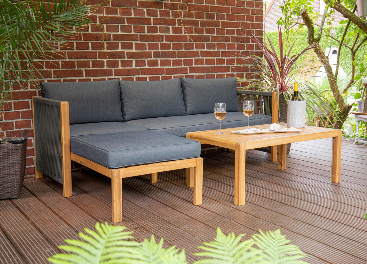 Acamp Loungeset Malaga teak Akazie B/H/T: ca. 132x64x66 cm Malaga - teak (132,00/64,00/66,00cm) - Acamp