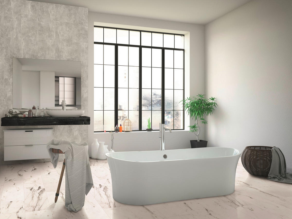 Laminatboden Marmor weiß ca. 2,367 m² im Paket  B/L: ca. 28x60,4 cm pro Paket Marmor weiß ca. 2,367 m² im Paket - weiß (28,00/60,40cm)