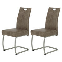 Schwingstuhl Sophia 2er Set schlamm Vintage Microfaser B/H/T: ca. 43x99x58 cm Sophia 2er Set - schlamm/Edelstahl (43,00/99,00/58,00cm) - Hela